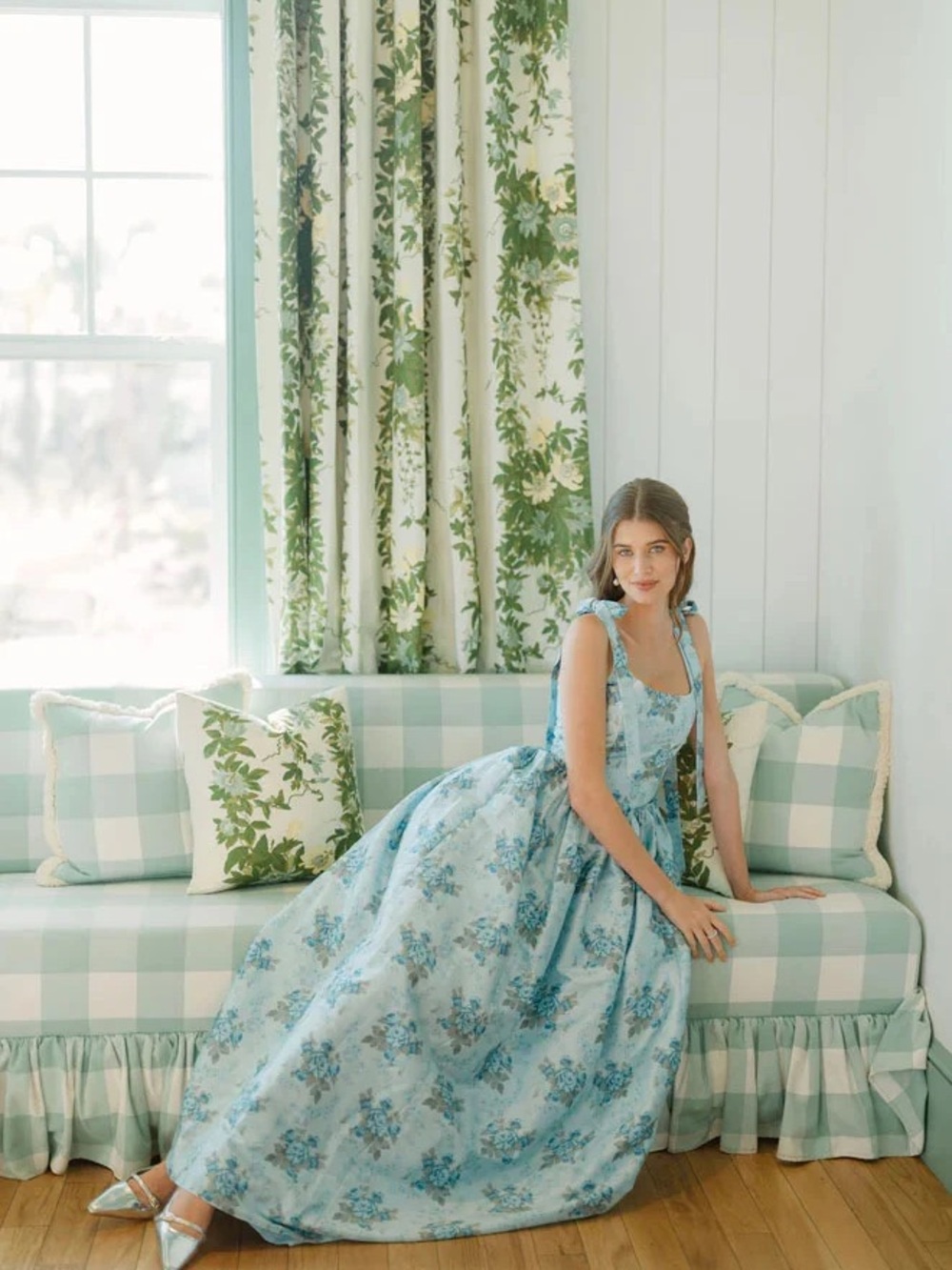 OTM EXCLUSIVE: THE MARIE DRESS IN BLUE FLORAL BROCADE